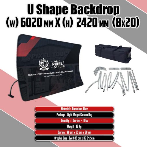 U Shape Tension Fabric 8x20