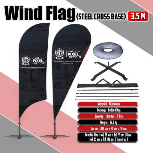 Wind Flag ( Steel Cross Base ) 3.5 m
